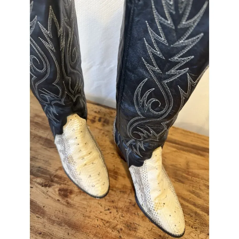 Acme Womens Western Leather Snake‎ Skin Cowgirl Cowboy Boots 0735 9.5 M Black